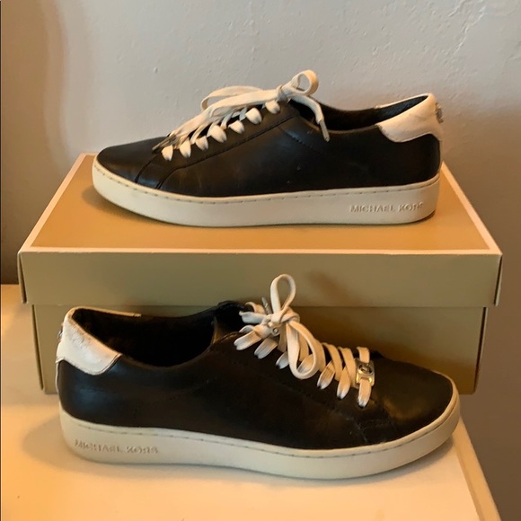 Michael Kors black leather sneakers size 8